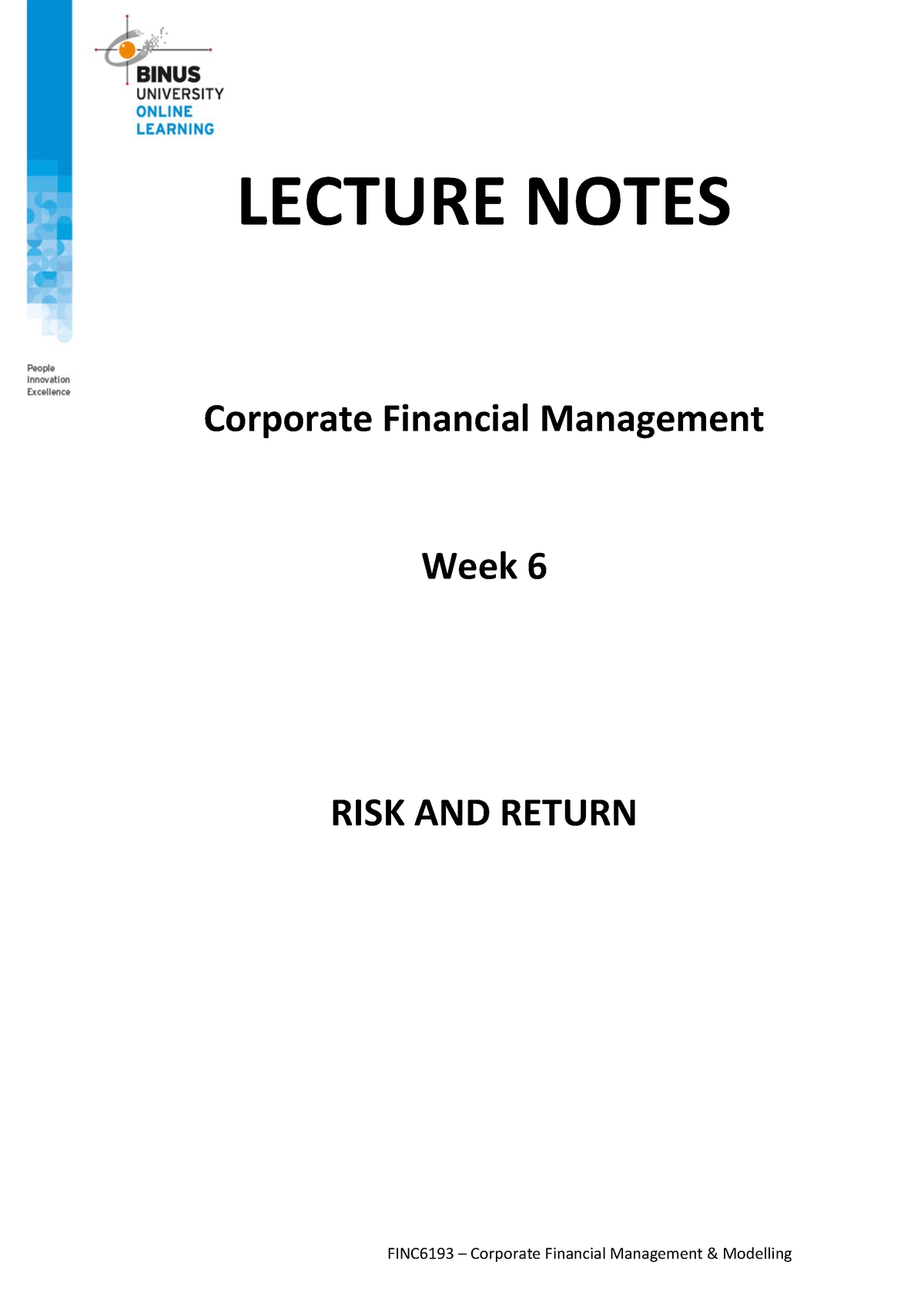 20220810104556 FINC6193-LN6-R0 - LECTURE NOTES Corporate Financial ...