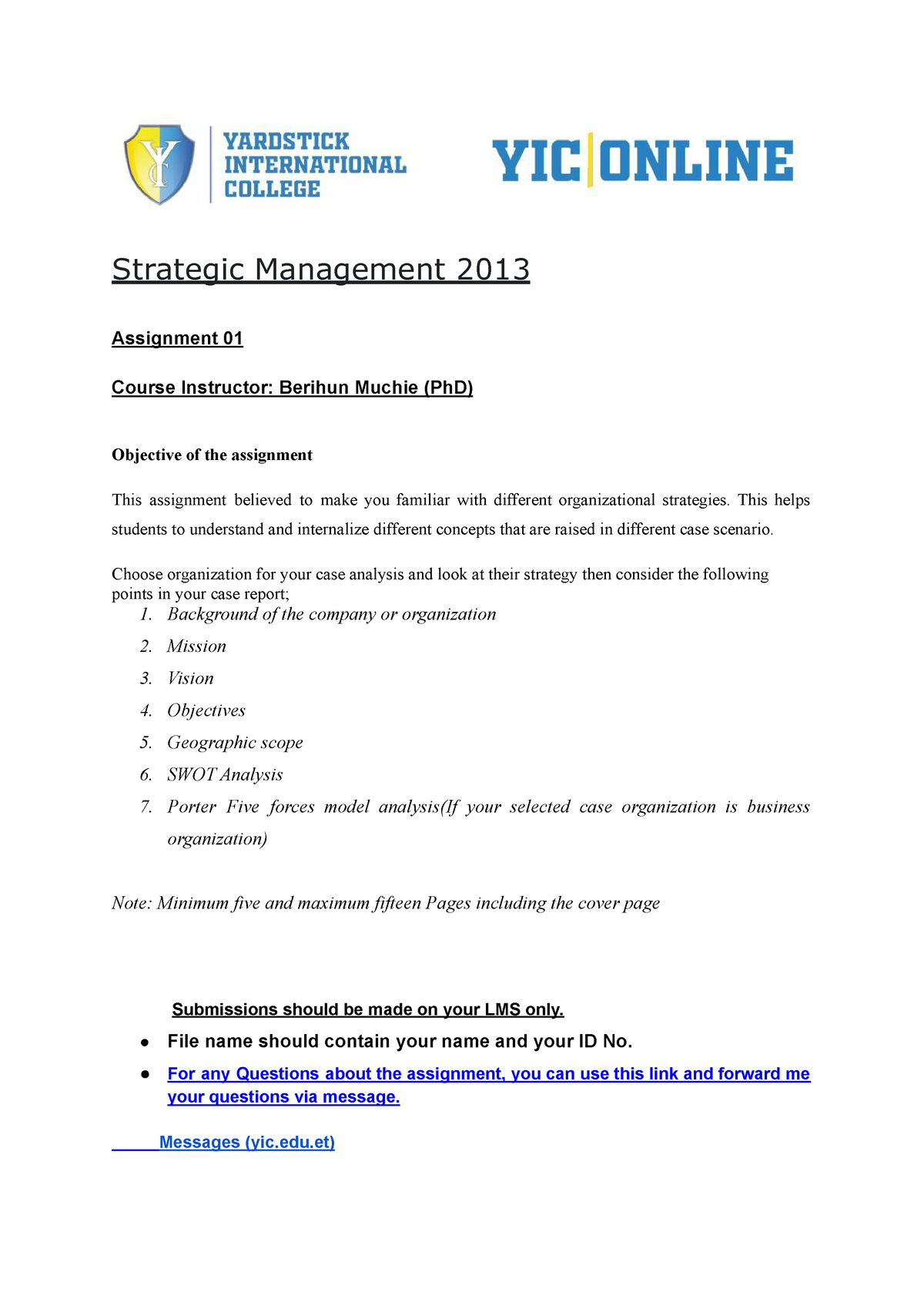 Strategic Management Assignment 01 - Strategic Management 2013 ...