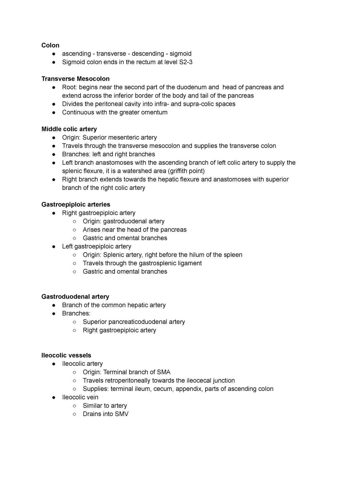 Week 9 Dissection - Colon ascending - transverse - descending - sigmoid ...