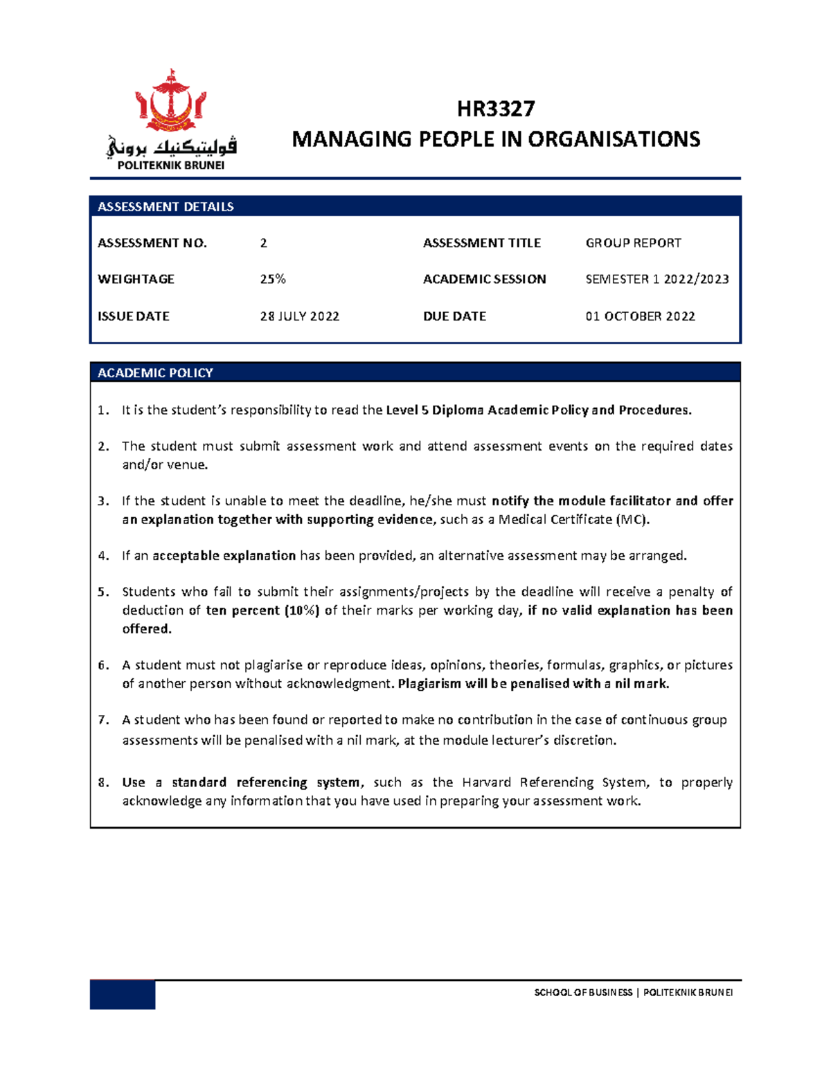 HR3327 MPO A2 Group Report - HR MANAGING PEOPLE IN ORGANISATIONS ...