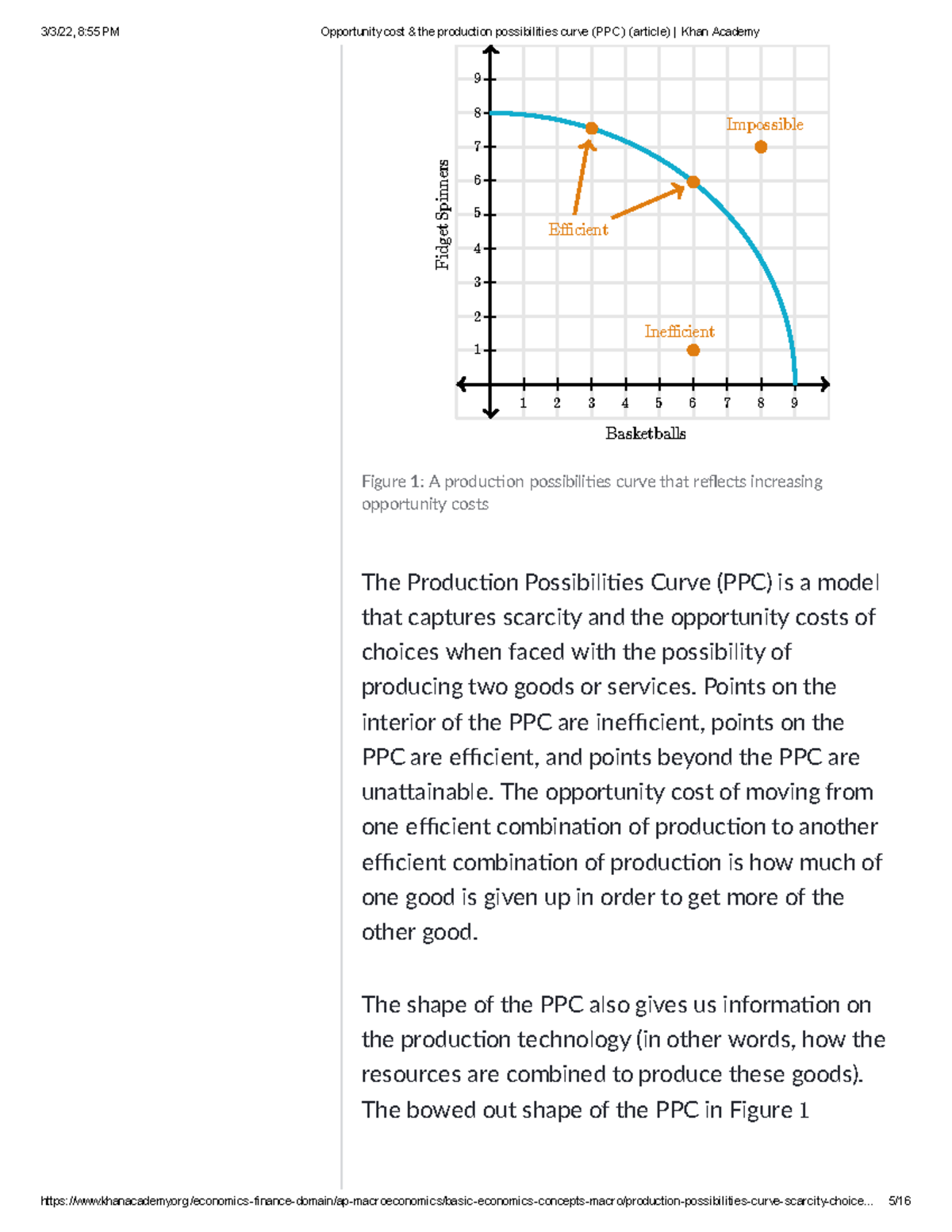 Opportunity Cost & The Production Possibilities Curve (PPC) (article ...