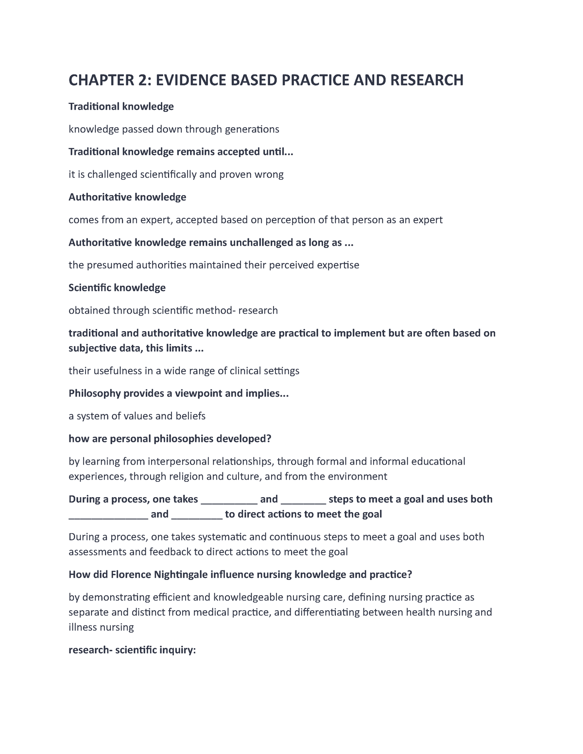 chapter 2 theory research and evidence based practice