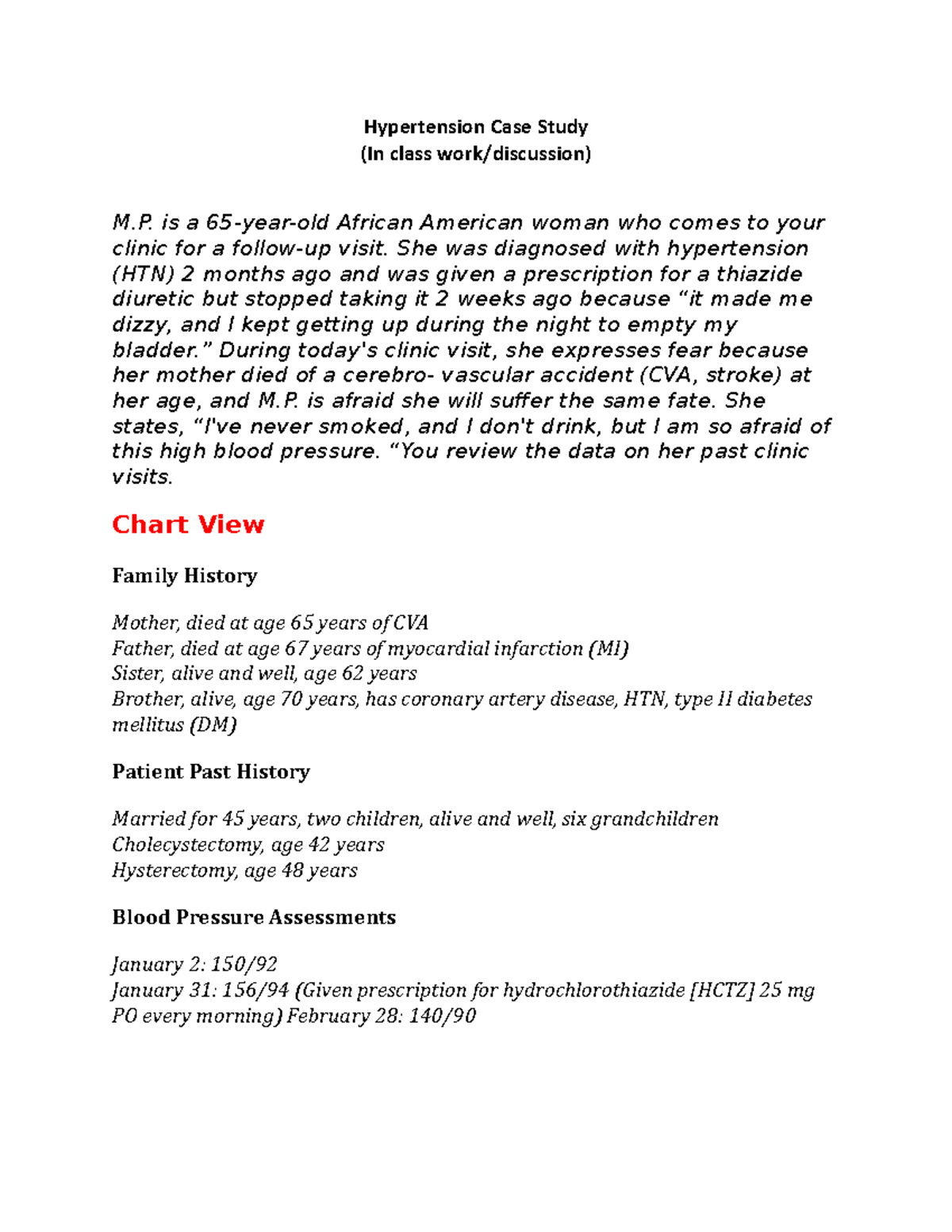 hypertension case study for nursing students