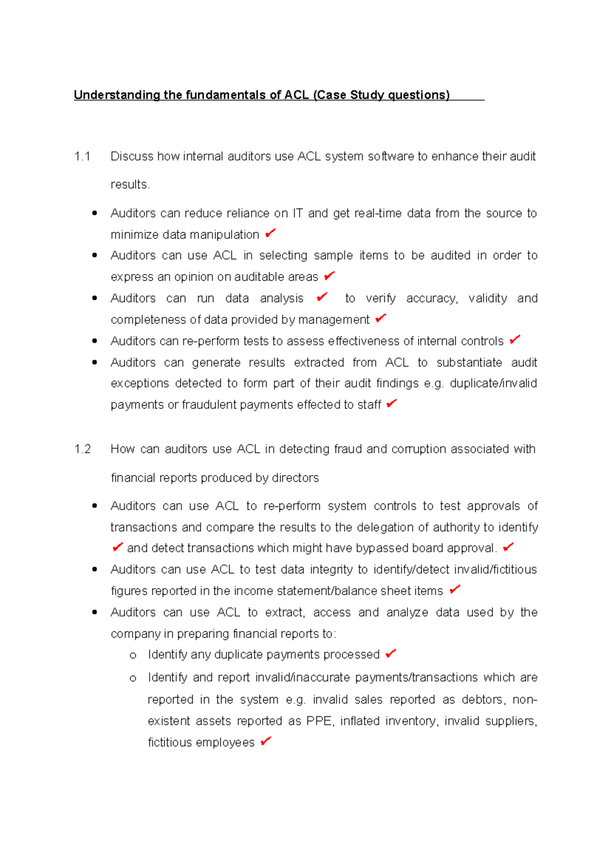 Understanding the fundamentals of ACL Case Study questions - Auditors ...