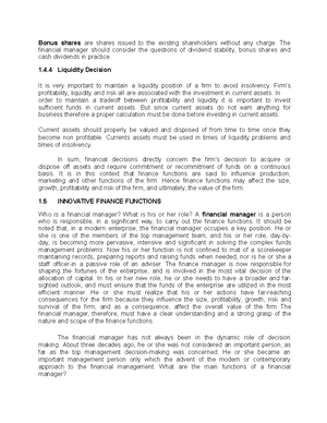 Fin 501 intra notes 2 - Net Present Value (NPV): The NPV of a course of ...