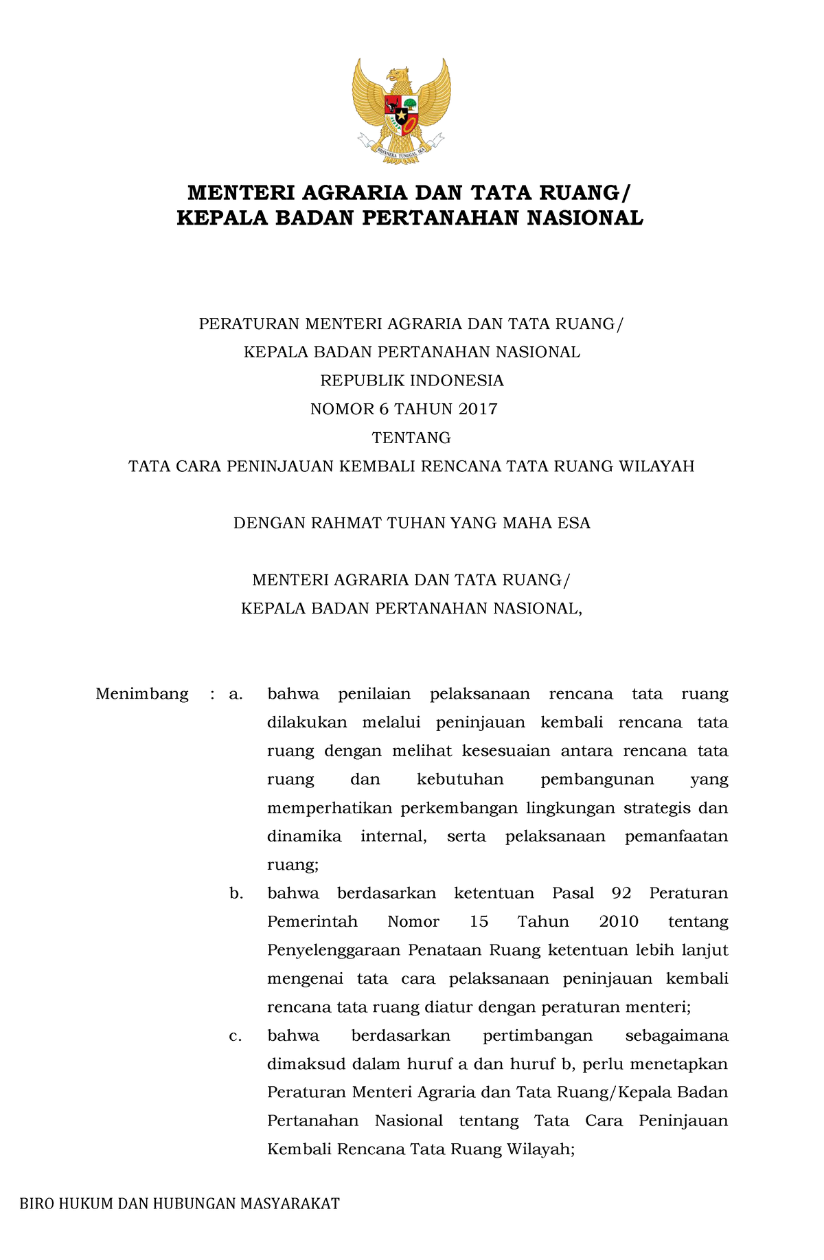 Peraturan Menteri ATR Nomor 6 Tahun 2017 - PERATURAN MENTERI AGRARIA ...