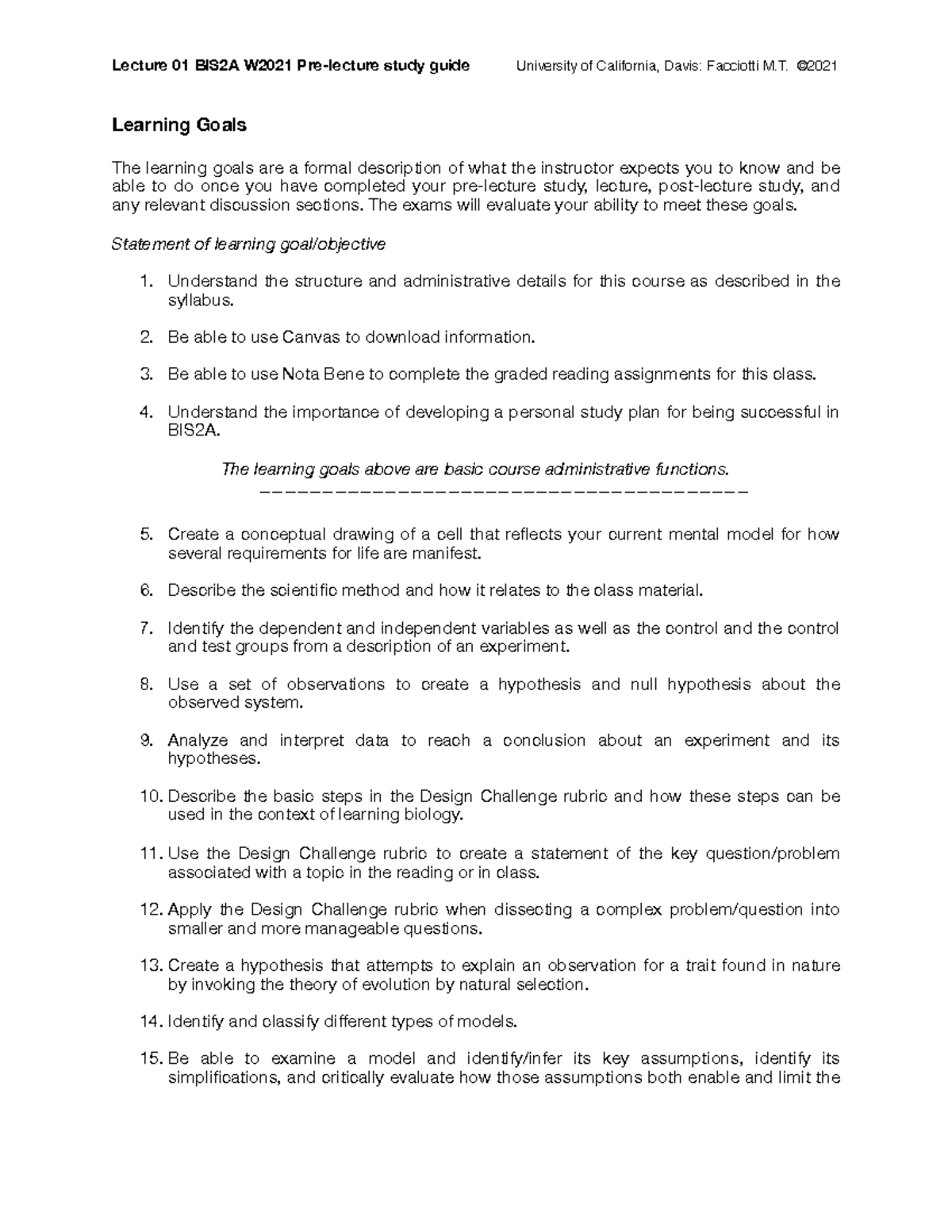 BIS2A - Lecture 1 Pre-Study Guide - Lecture 01 BIS2A W2021 Pre-lecture ...