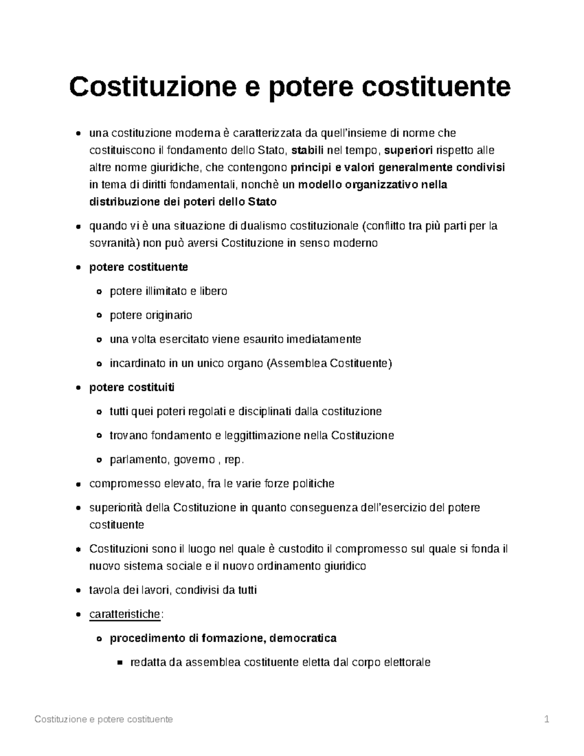 Costituzione e potere costituente compromesso elevato, fra le varie