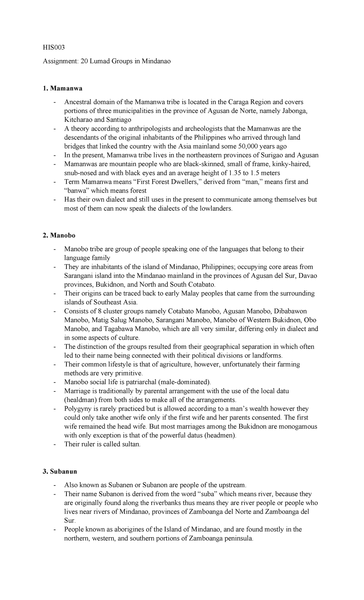 20 Lumad Groups of Mindanao - HIS Assignment: 20 Lumad Groups in ...