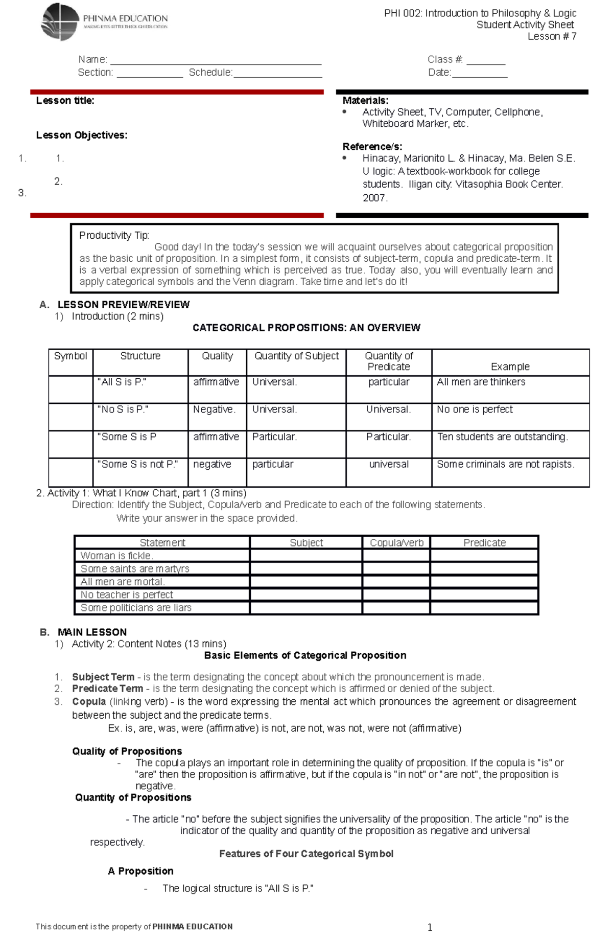 Lesson 7 Logic SAS - This will serve as guide to students who are ...