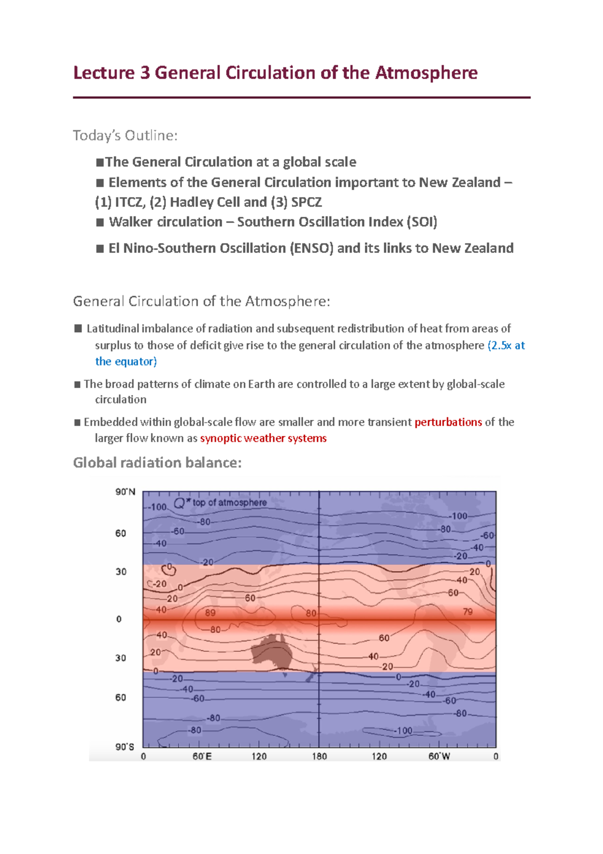 Lecture 3 General Circulation of the Atmosphere Lecture 3 General