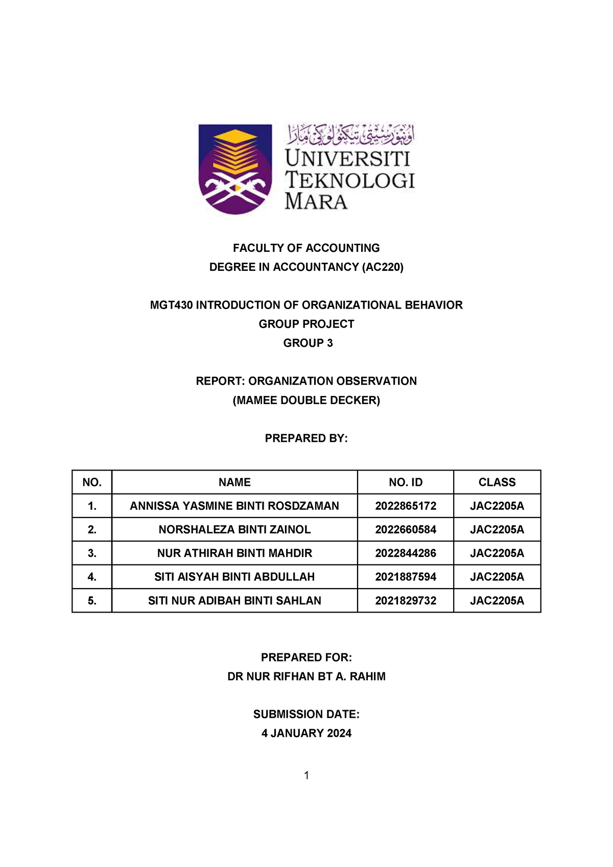 mgt430 group assignment report