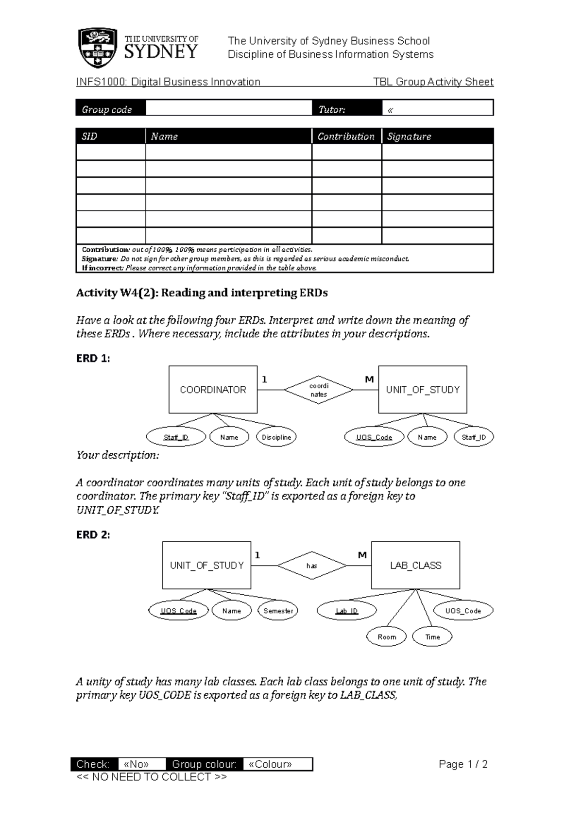 Session 4-Activity 2 (Interpreting ERDs) - The University of Sydney ...