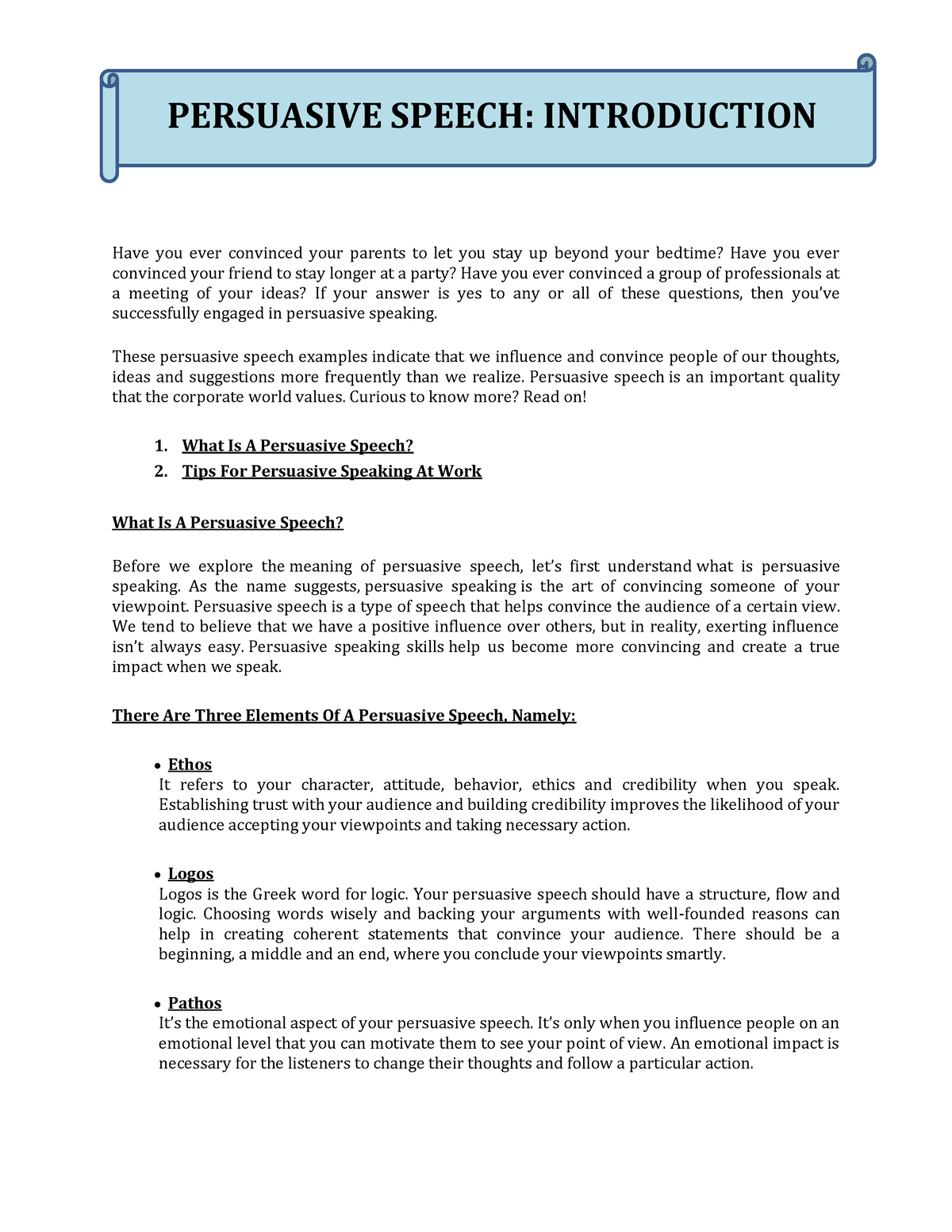 persuasive speech examples family