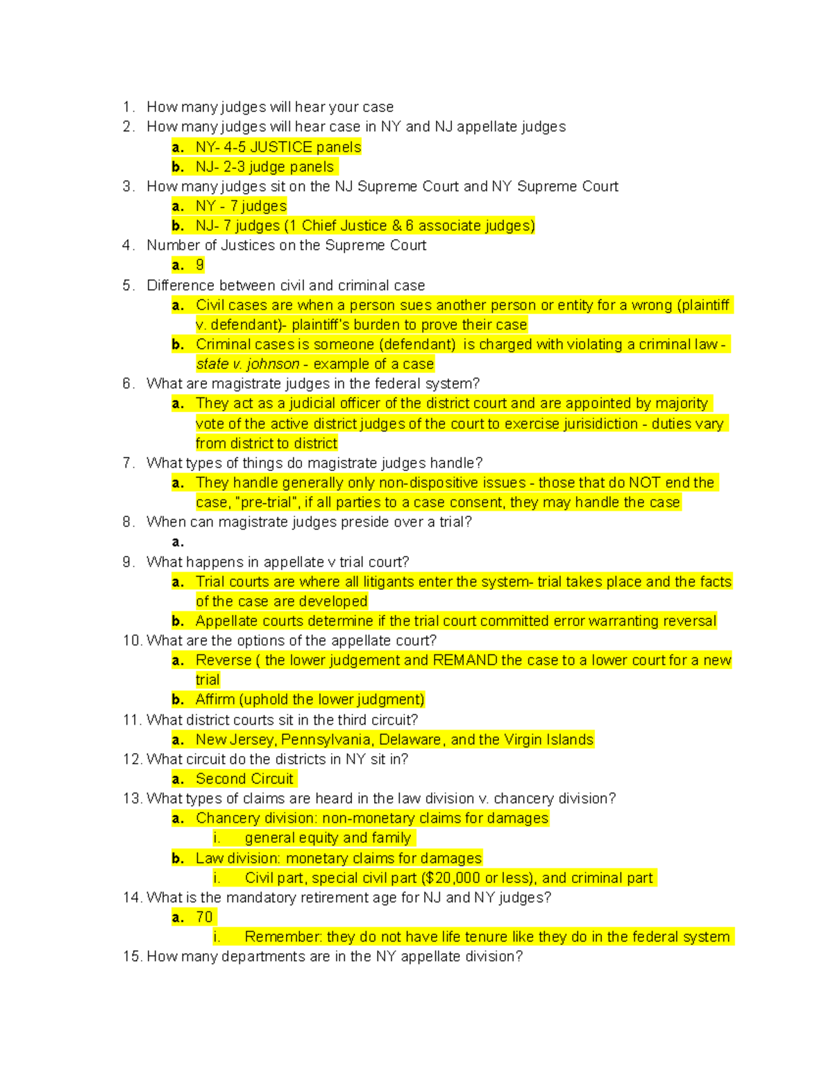 American Judiciary Quiz #1 Study Guide - How Many Judges Will Hear Your ...