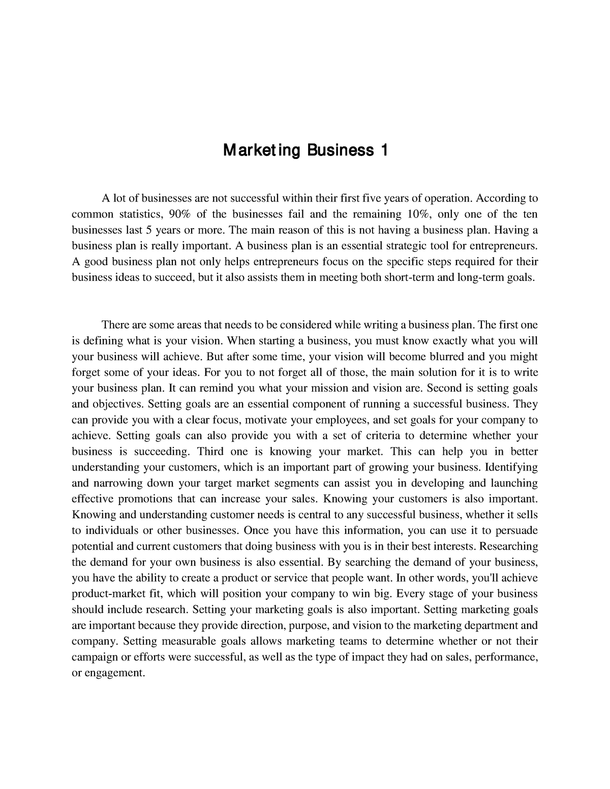 short essay about marketing