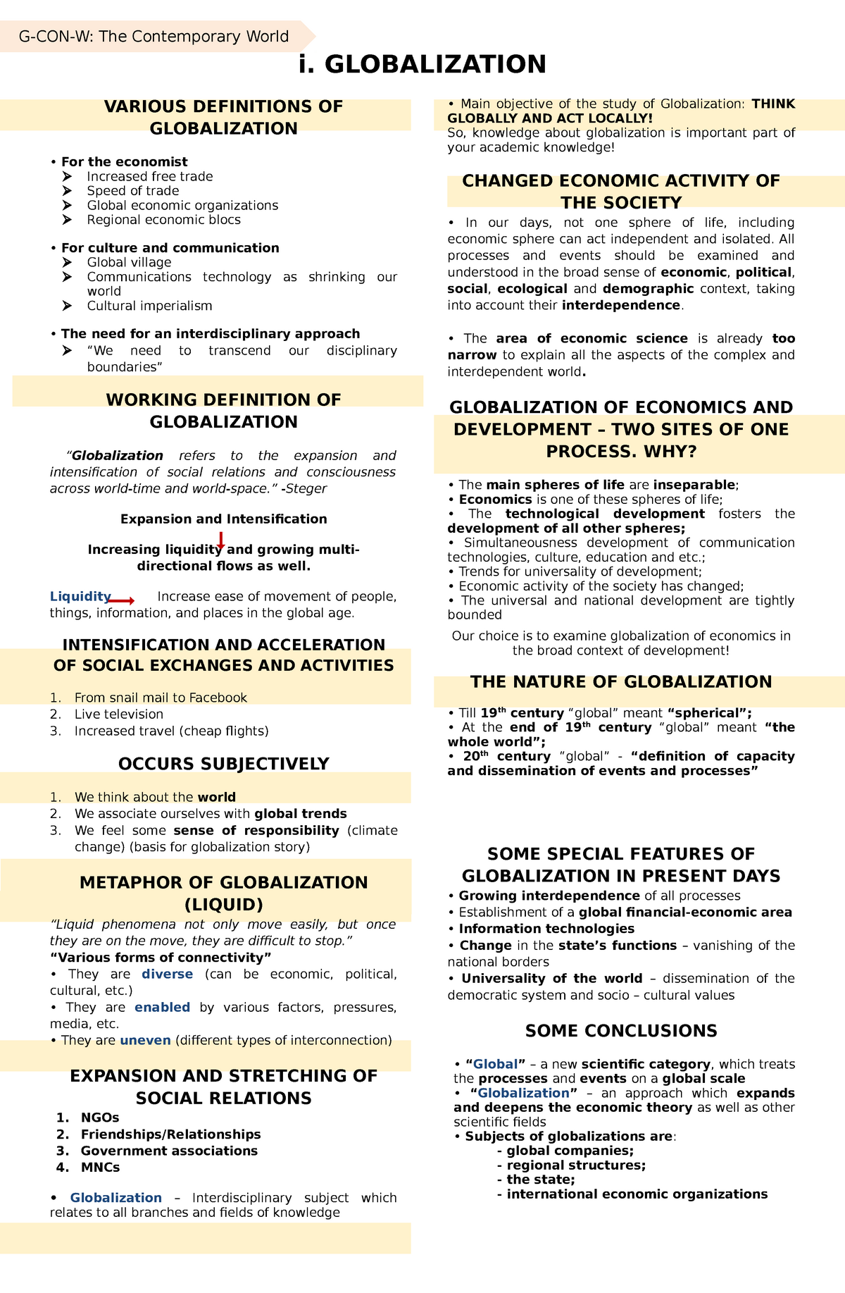  THE CONTEMPORARY WORLD Topic I Introduction To Globalization I 