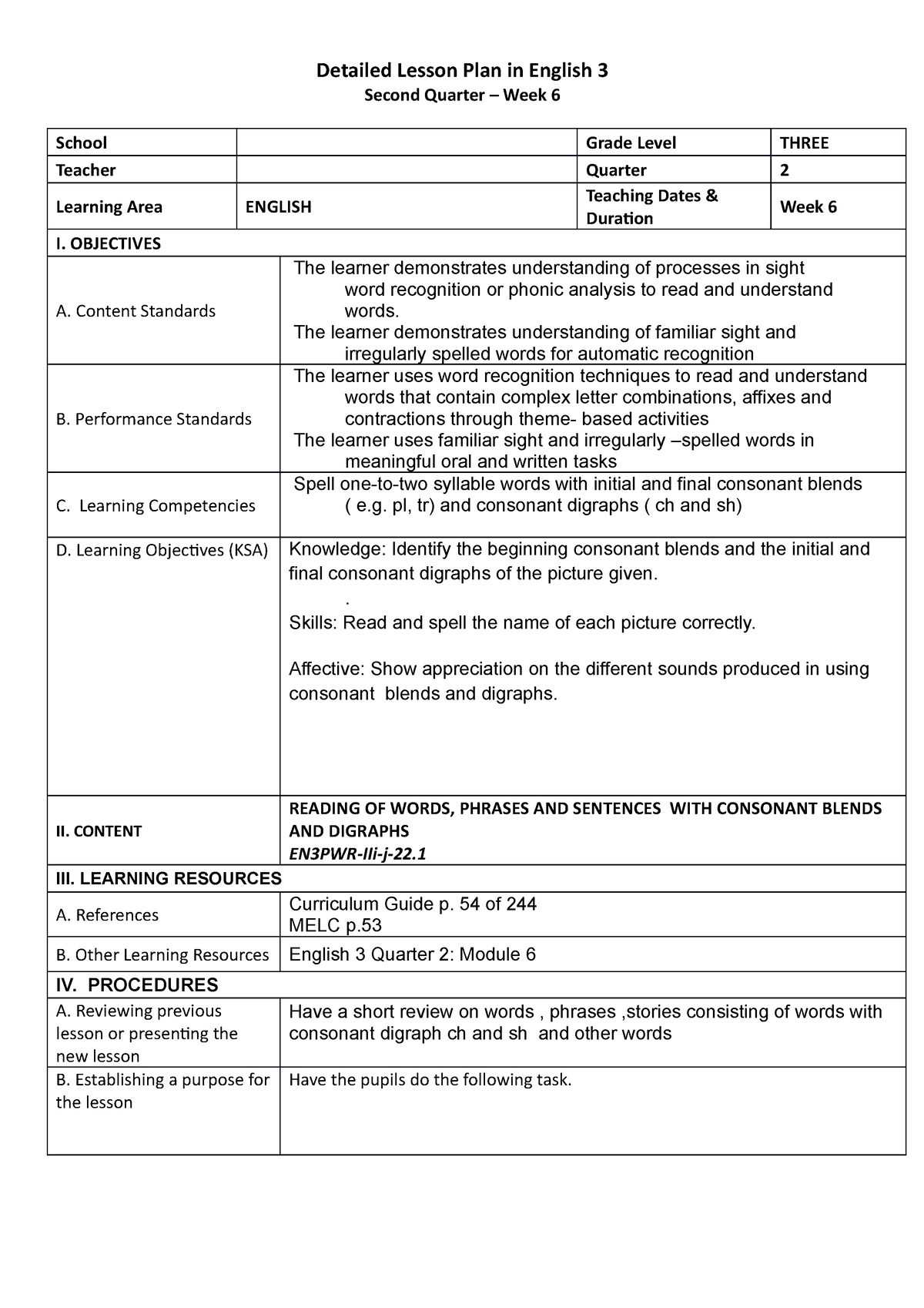 Eng 3 Q2 Wk6 - for references - Detailed Lesson Plan in English 3 ...