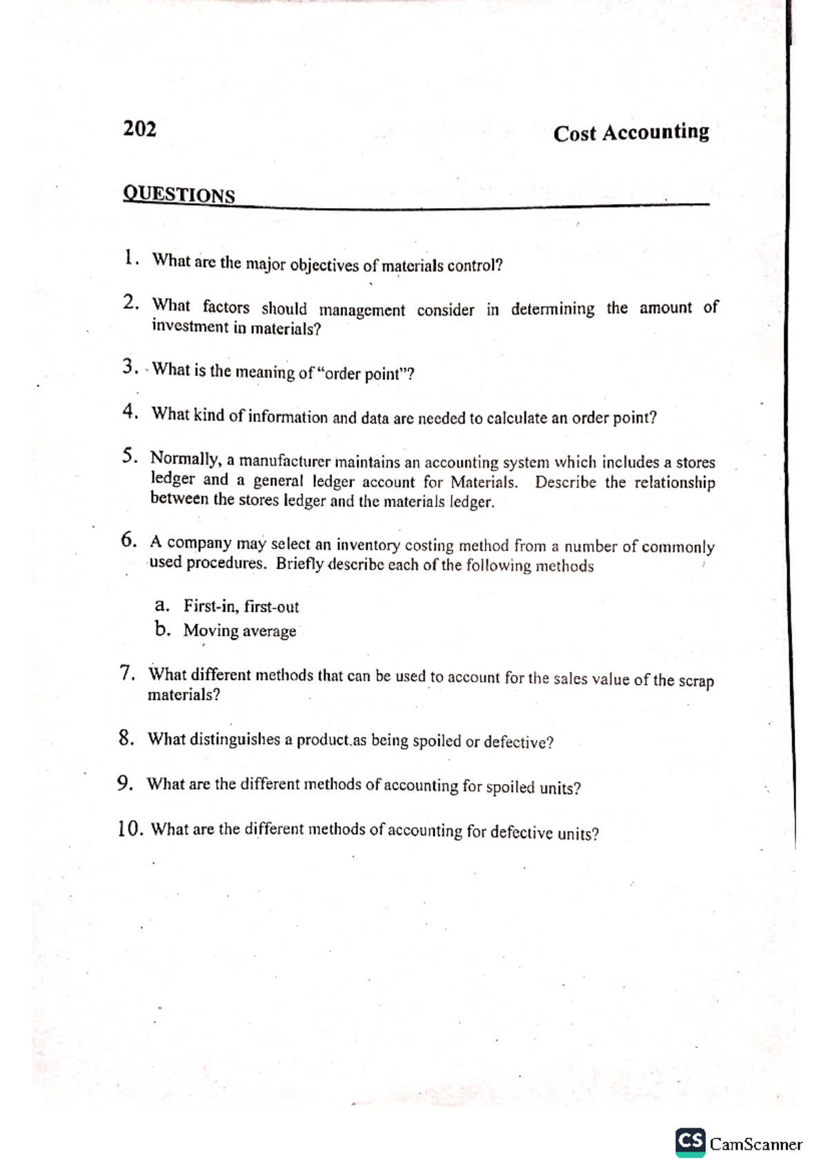 Chapter 7 Questions - Cost Accounting And Control 2019 Edition Author ...