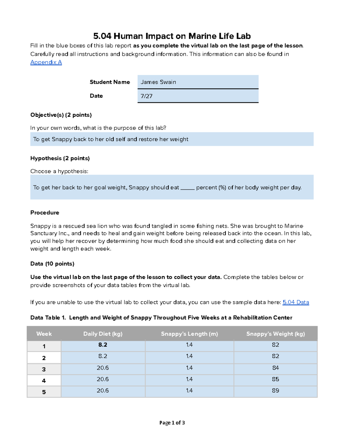 Copy of 5.04 Lab Report Template Rev 2022 - 5 Human Impact on Marine ...