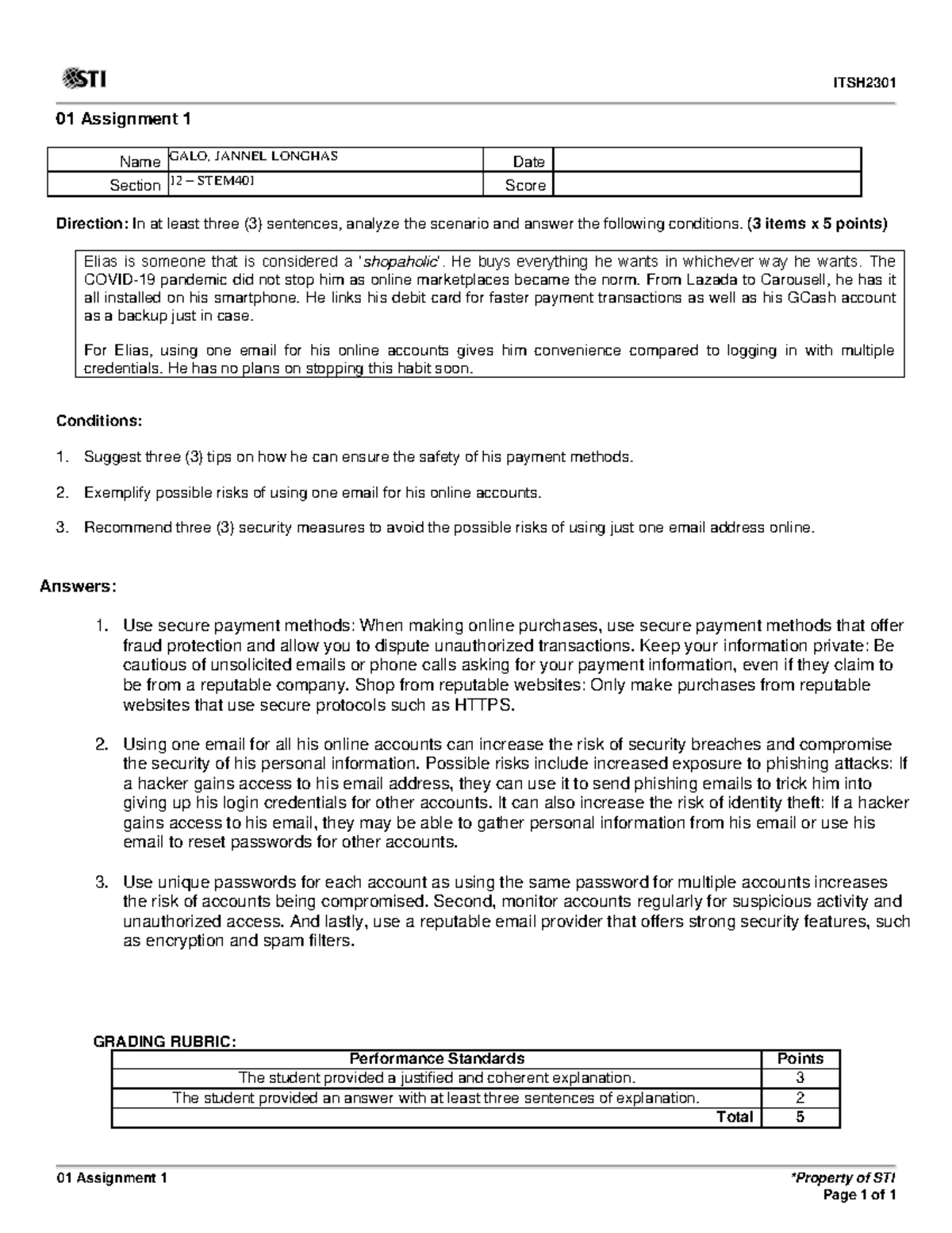 01 Assignment 1(3) 2 - Elias is someone that is considered a ...