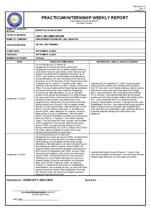 4th WEEK Manuel- Report- Template 4 - FM-AA-INT- Rev. 0 03-Oct ...