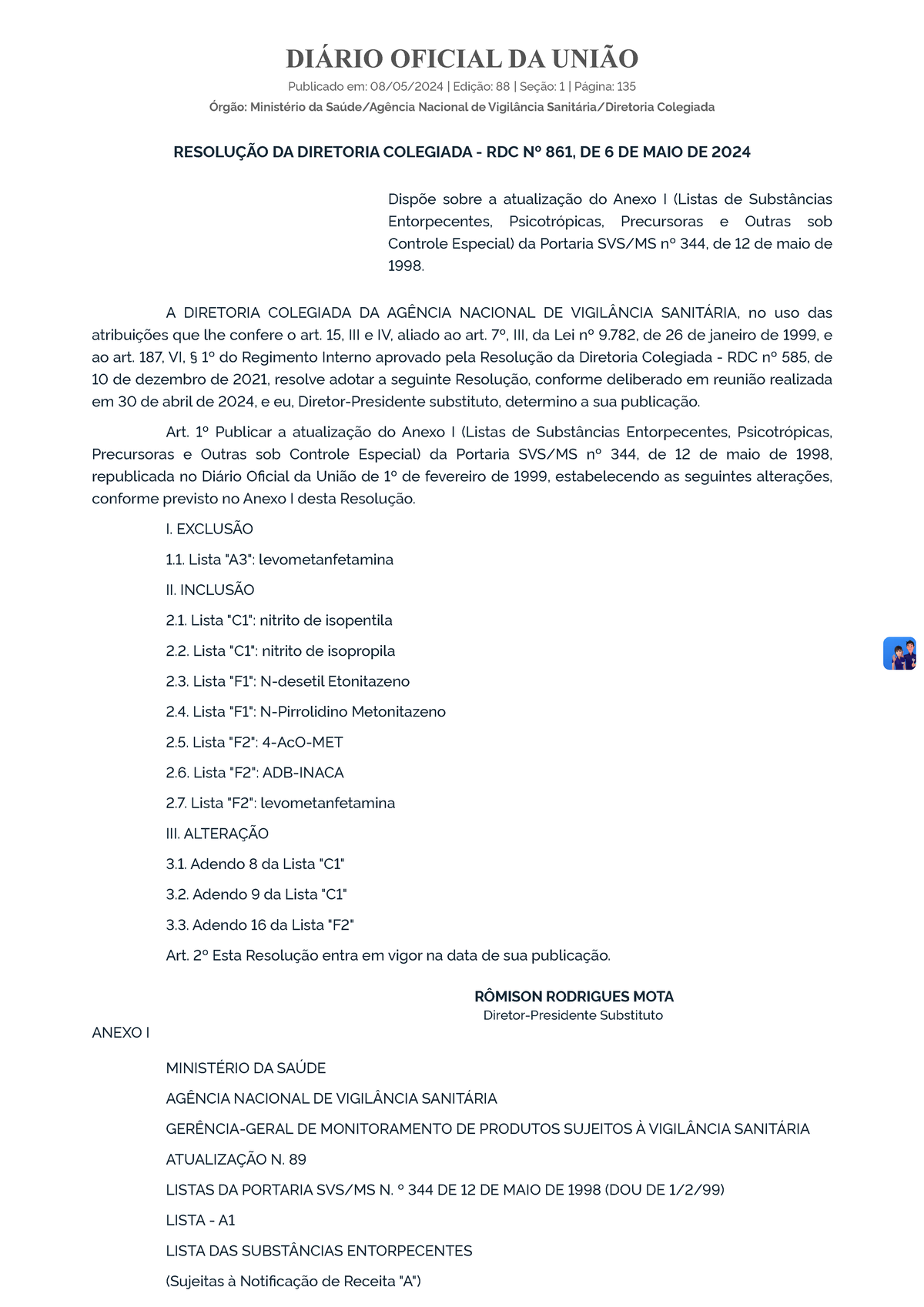 RDC Nº 861, DE 6 DE MAIO DE 2024 - DIÁRIO OFICIAL DA UNIÃO Publicado em ...