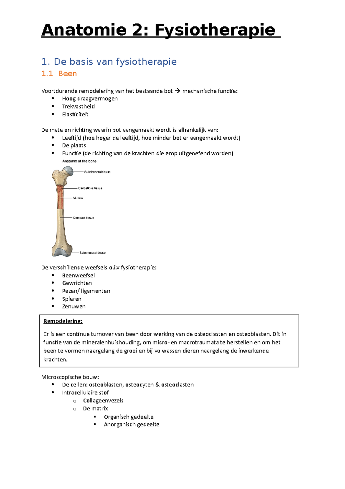 Samenvatting Fysiotherapie - 1. De Basis Van Fysiotherapie 1 Been ...