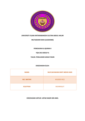 pendahuluan assignment pengajian islam