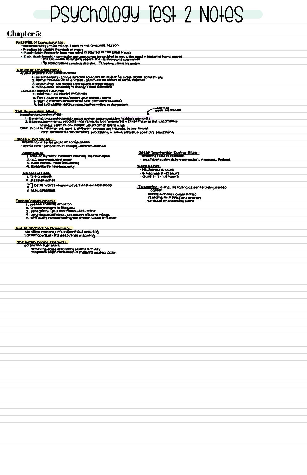 Psychology Test Study Guide - Psychology Test 2 Notes Chapter 5 ...