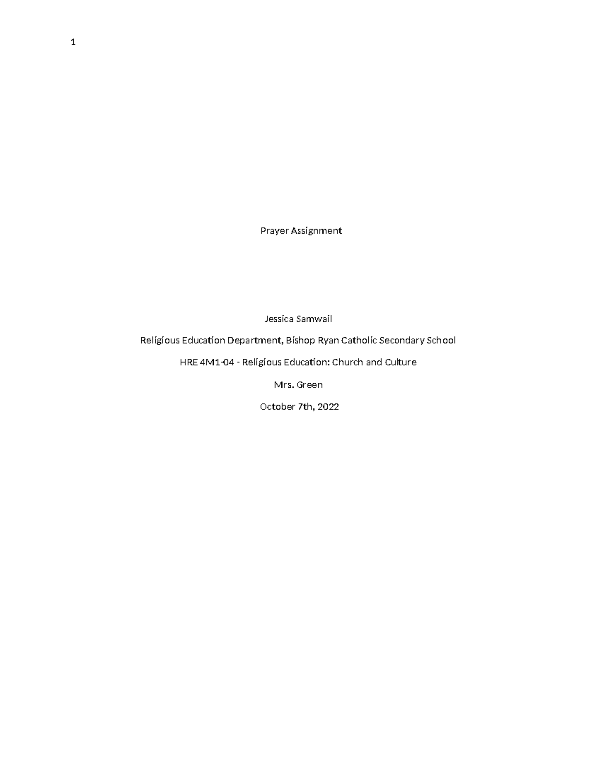 Prayer copy copy - Hijij - Prayer Assignment Jessica Samwail Religious ...
