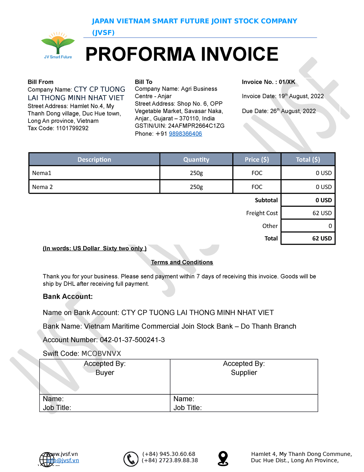 PI - Please give your document a descriptive and clear title - PROFORMA ...