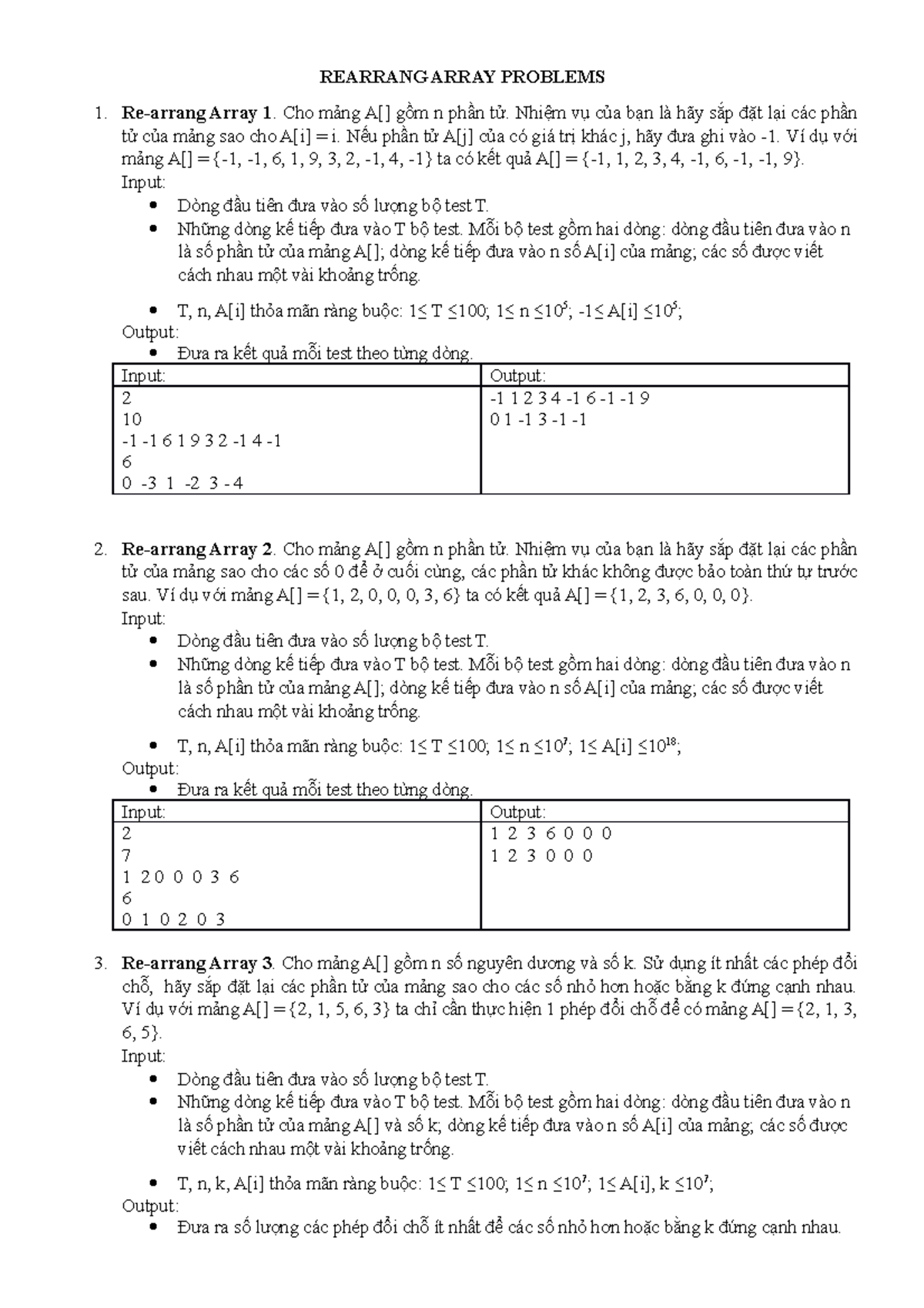 Rearrange- Array - nthing - REARRANG ARRAY PROBLEMS Re-arrang Array 1 ...