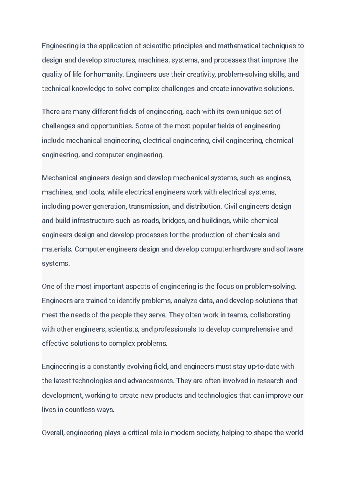 Enginerrimg - please do not read - Engineering is the application of ...