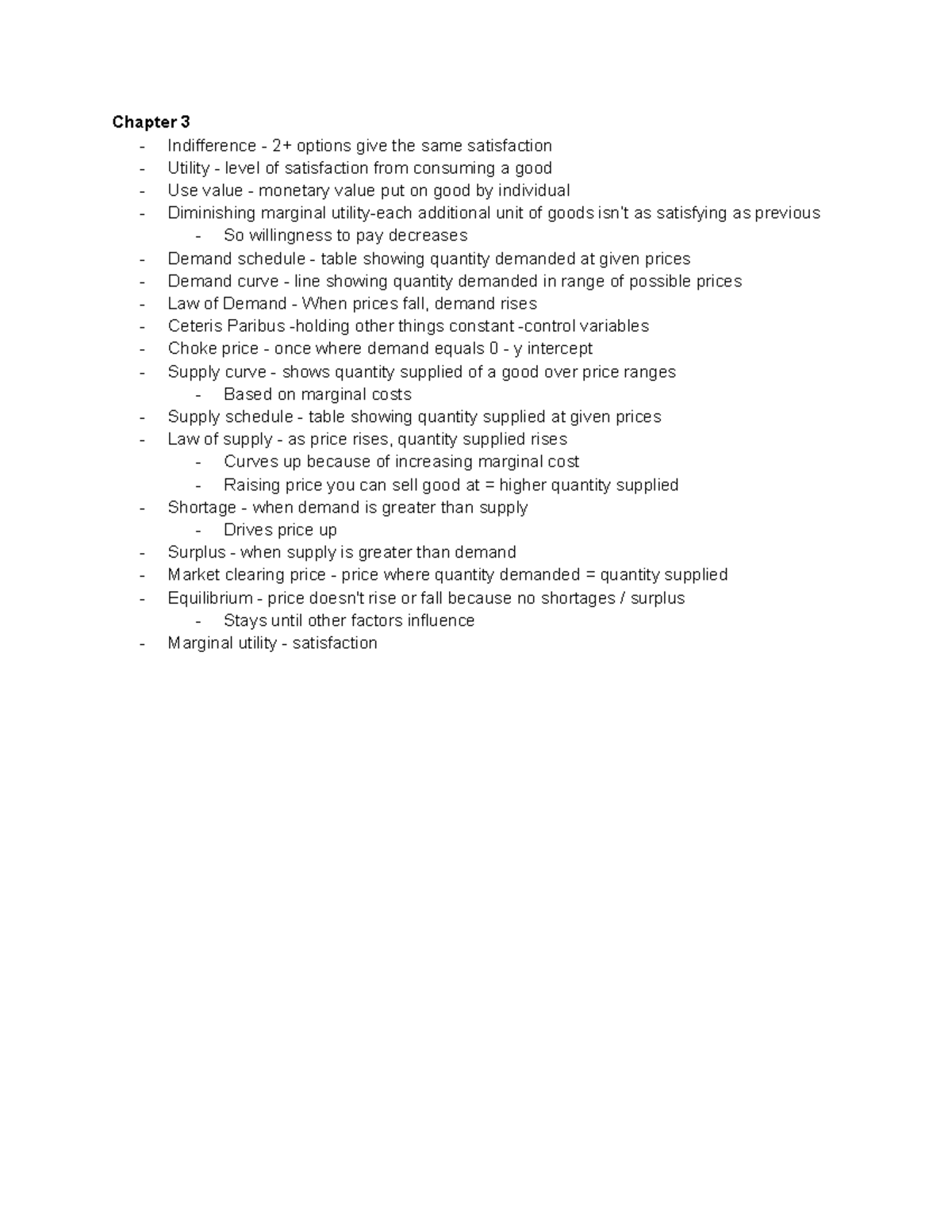 ECON 102 Notes CH 3 - Chapter 3 - Indifference - 2+ options give the ...