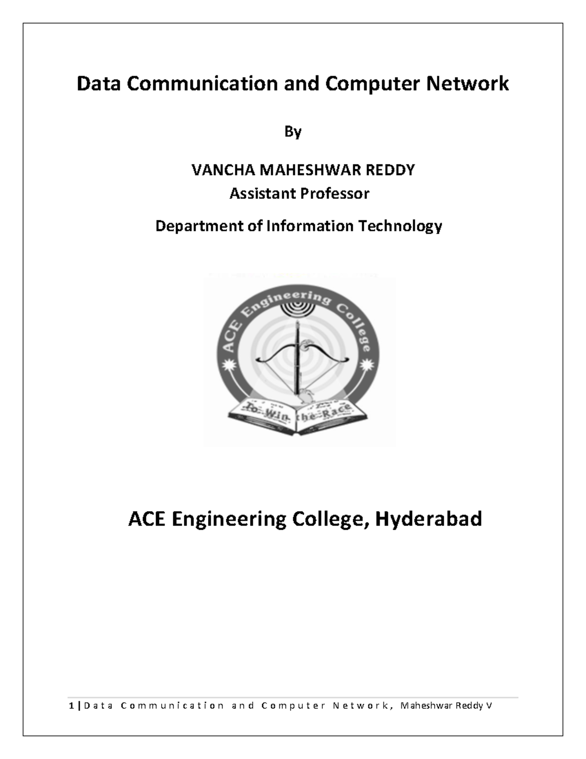 Cn notes Data Communication and Computer Network By VANCHA MAHESHWAR