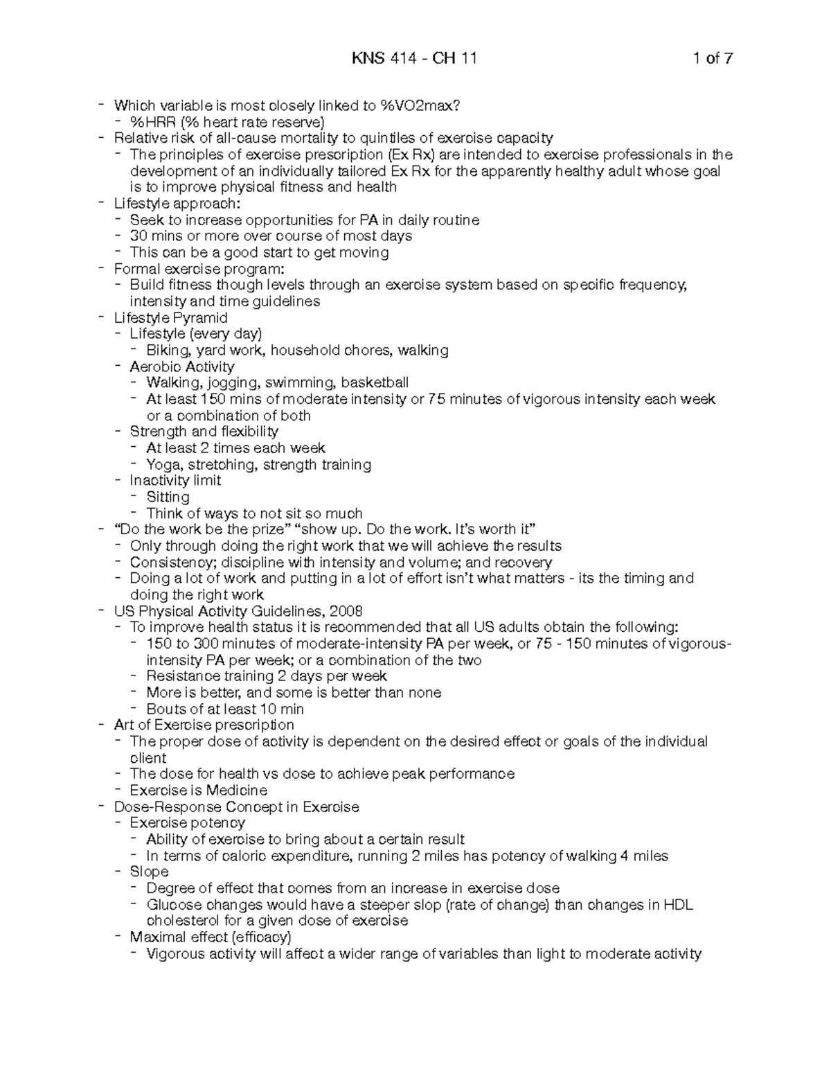 KNS 414 - CH 11 - Program Creation; Exercise Prescription Components ...