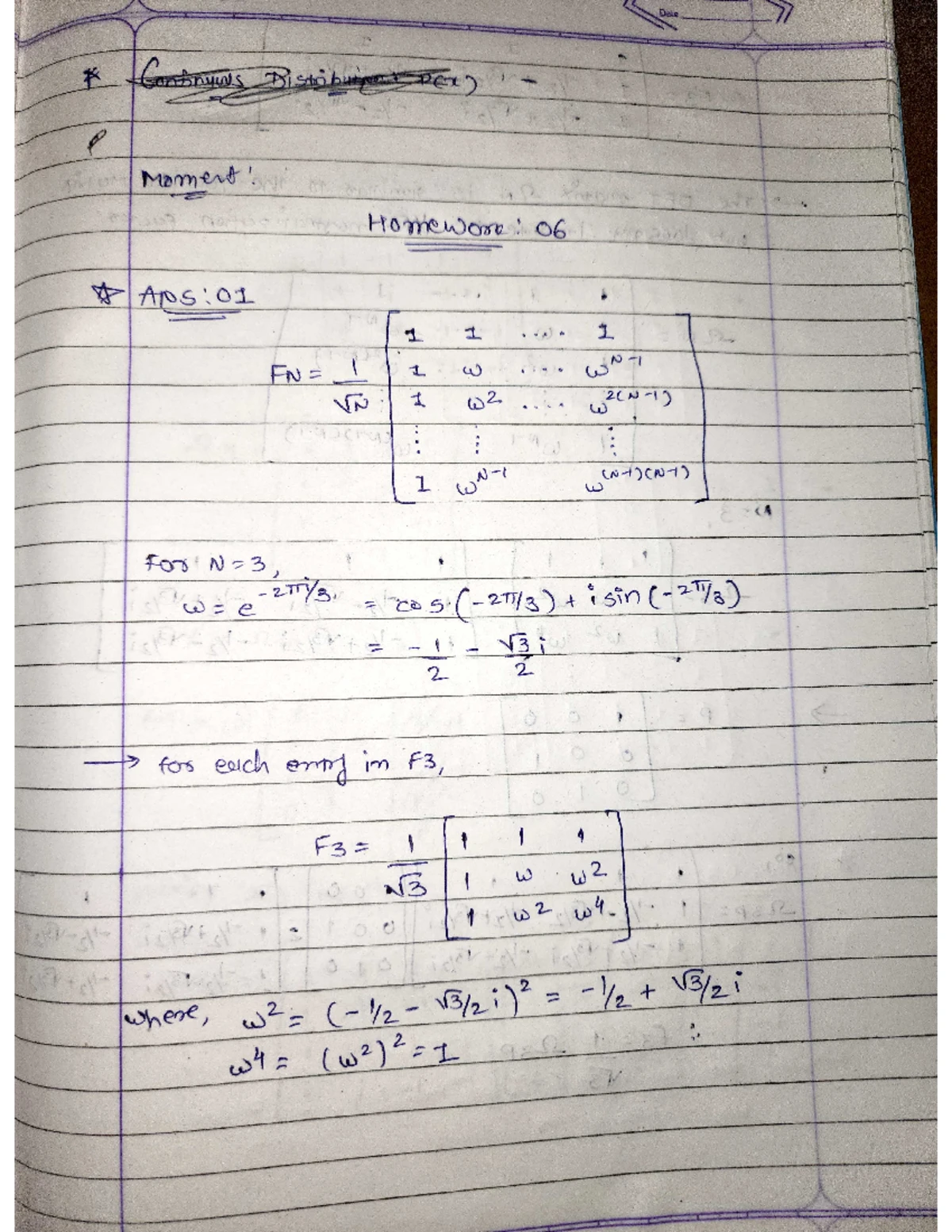 Homework #5 - algebra - Page No etaC Date A Homework 05 k ANS:01 Matrix ...