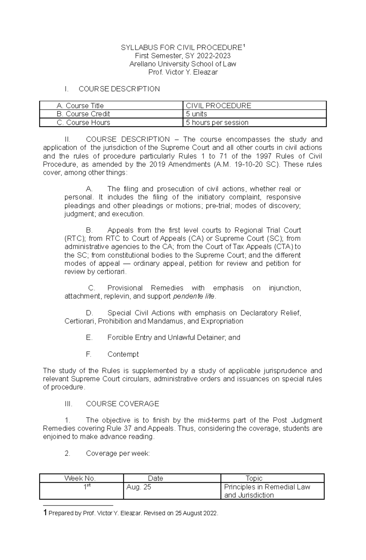 Syllabus-for-Civ-Proc-for-Arellano.1st-Sem-SY-22-23-part-1 - SYLLABUS ...