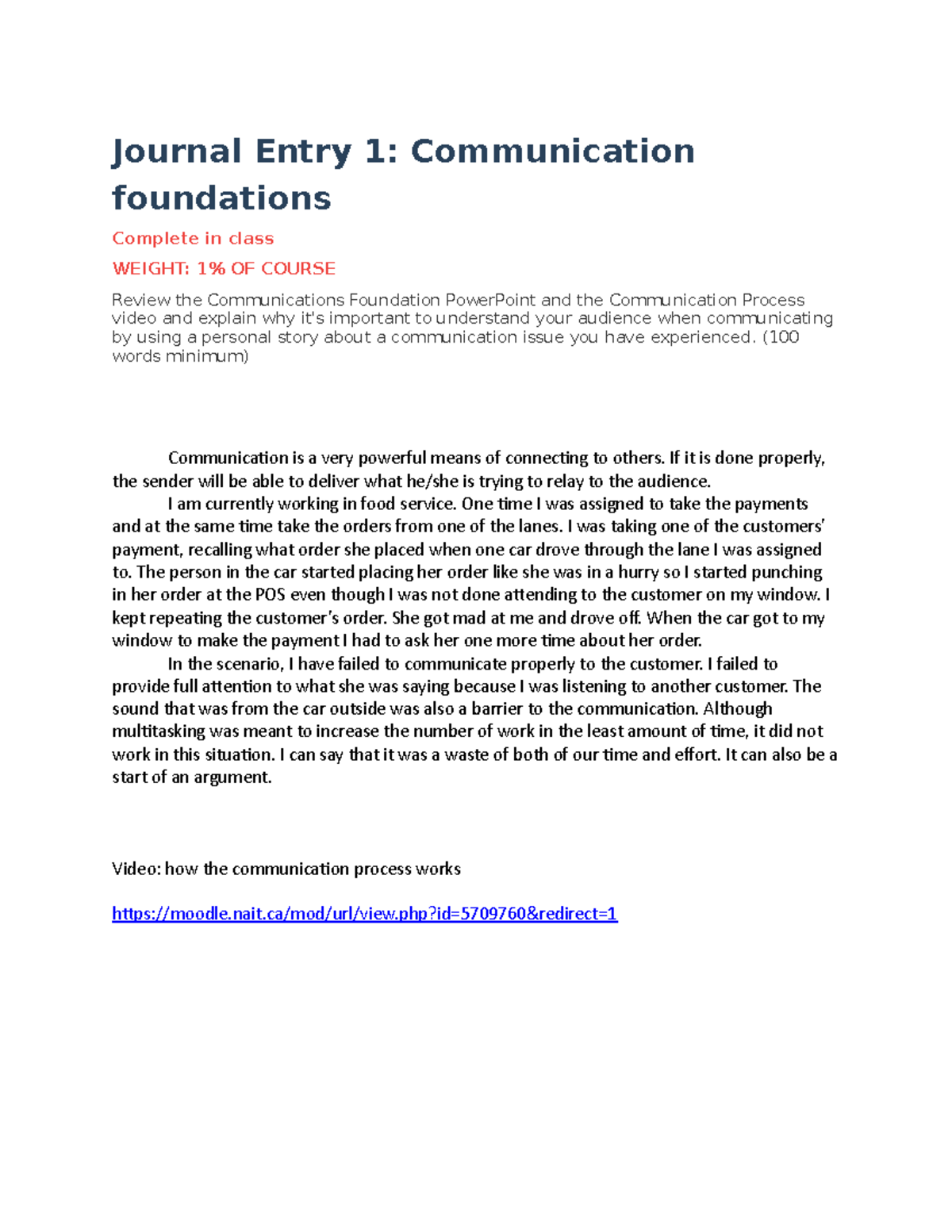 Journal entry 1 feedbacks on how well you understand the topic