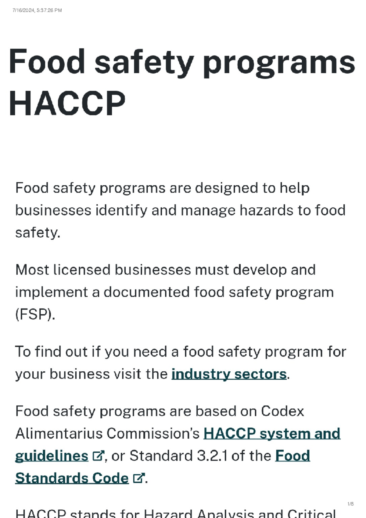 Food Safety Program and Food Handling Safety Practices - COOKERY - Studocu