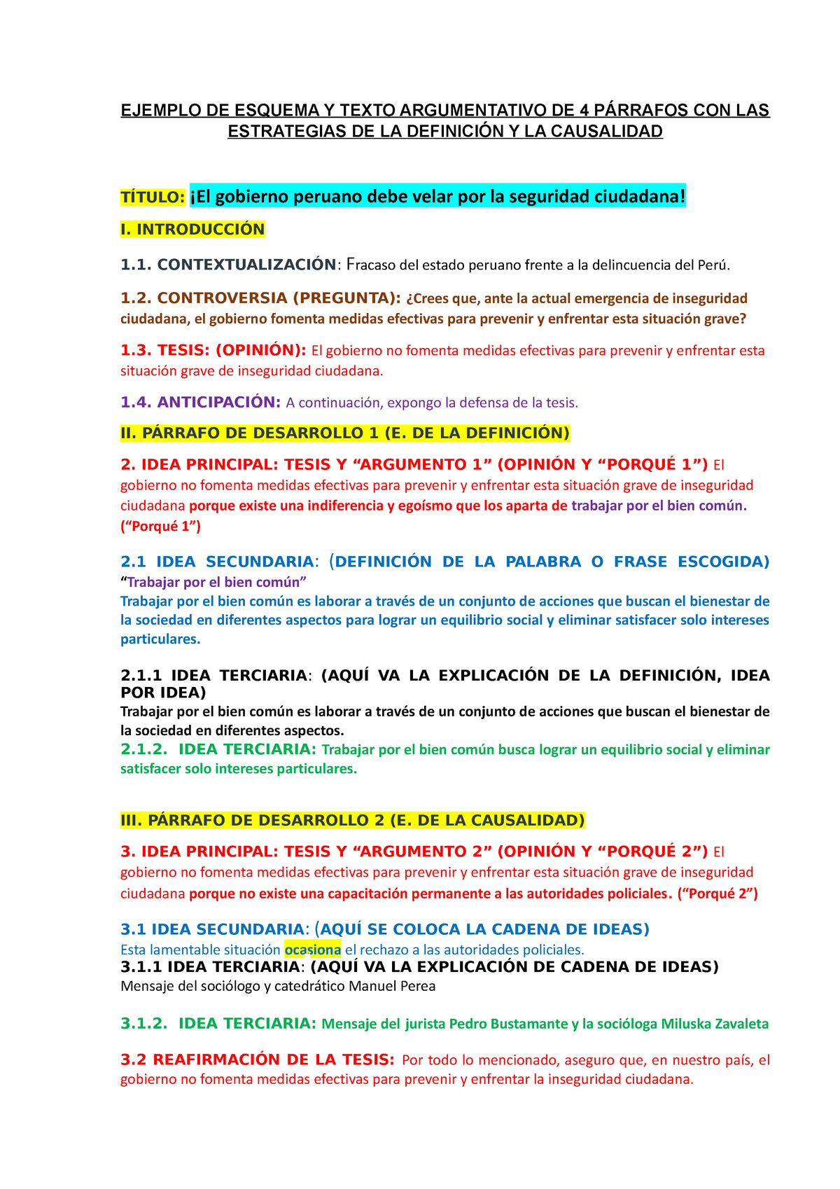 Utp Ejemplo De Esquema Y Texto Argumentativo Con P Rrafos De