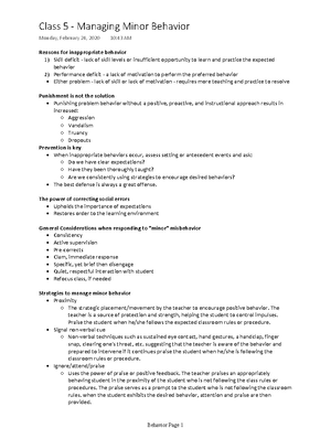 Class 6 - Responding to Inappropriate Behavior (Ch 8) - Contingent ...