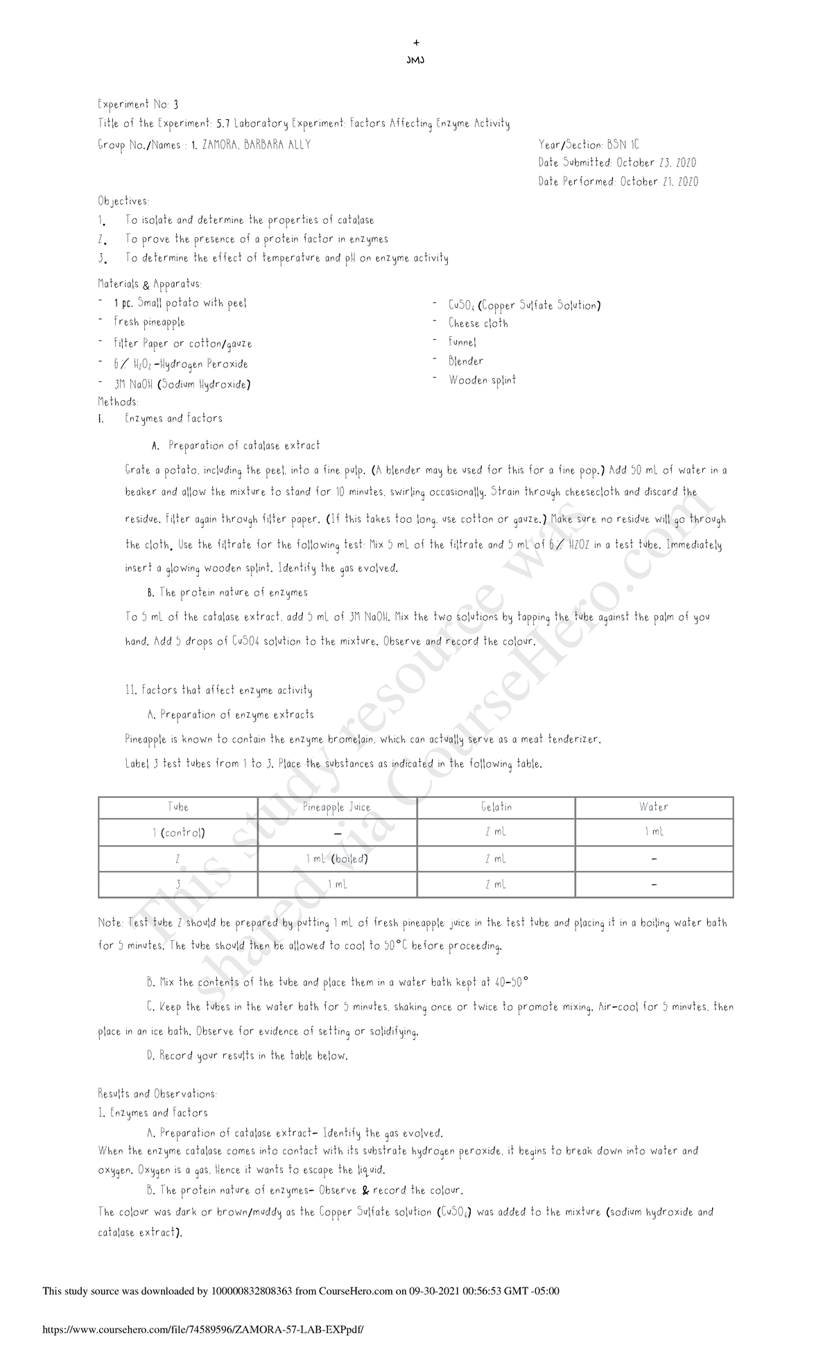 BIOCHEM ENZYME LAB Experiment No 3 Title of the Experiment 5