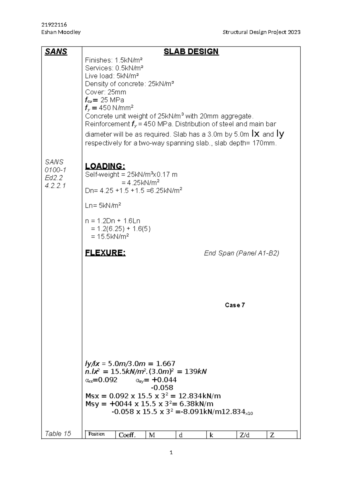 Structuran Design Project write up 2023 - Eshan Moodley Structural ...