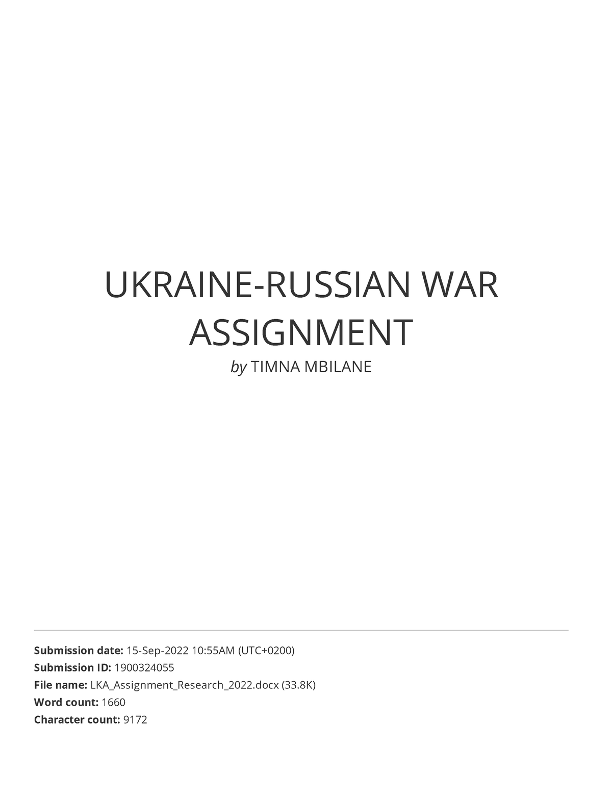 Ukraine- Russian WAR Assignment - UKRAINE-RUSSIAN WAR ASSIGNMENT By ...