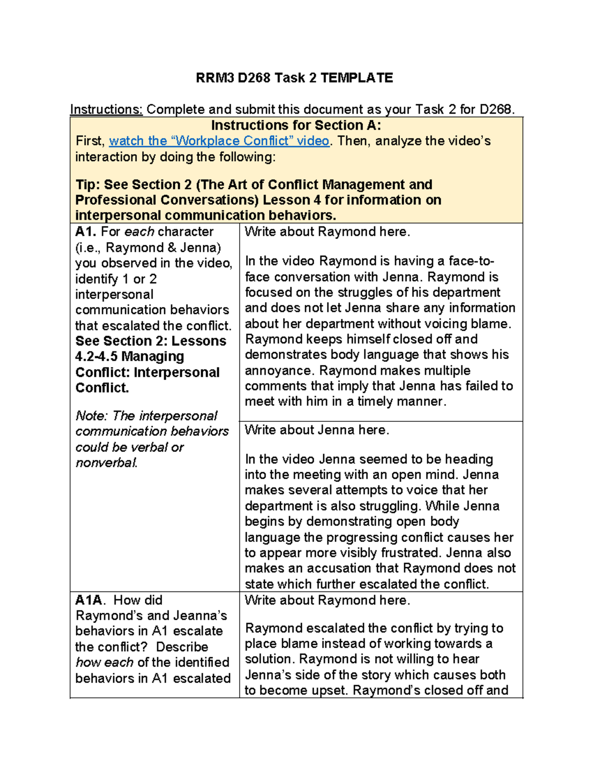 D268 Task 2- Introduction to Communication - RRM3 D268 Task 2 TEMPLATE ...