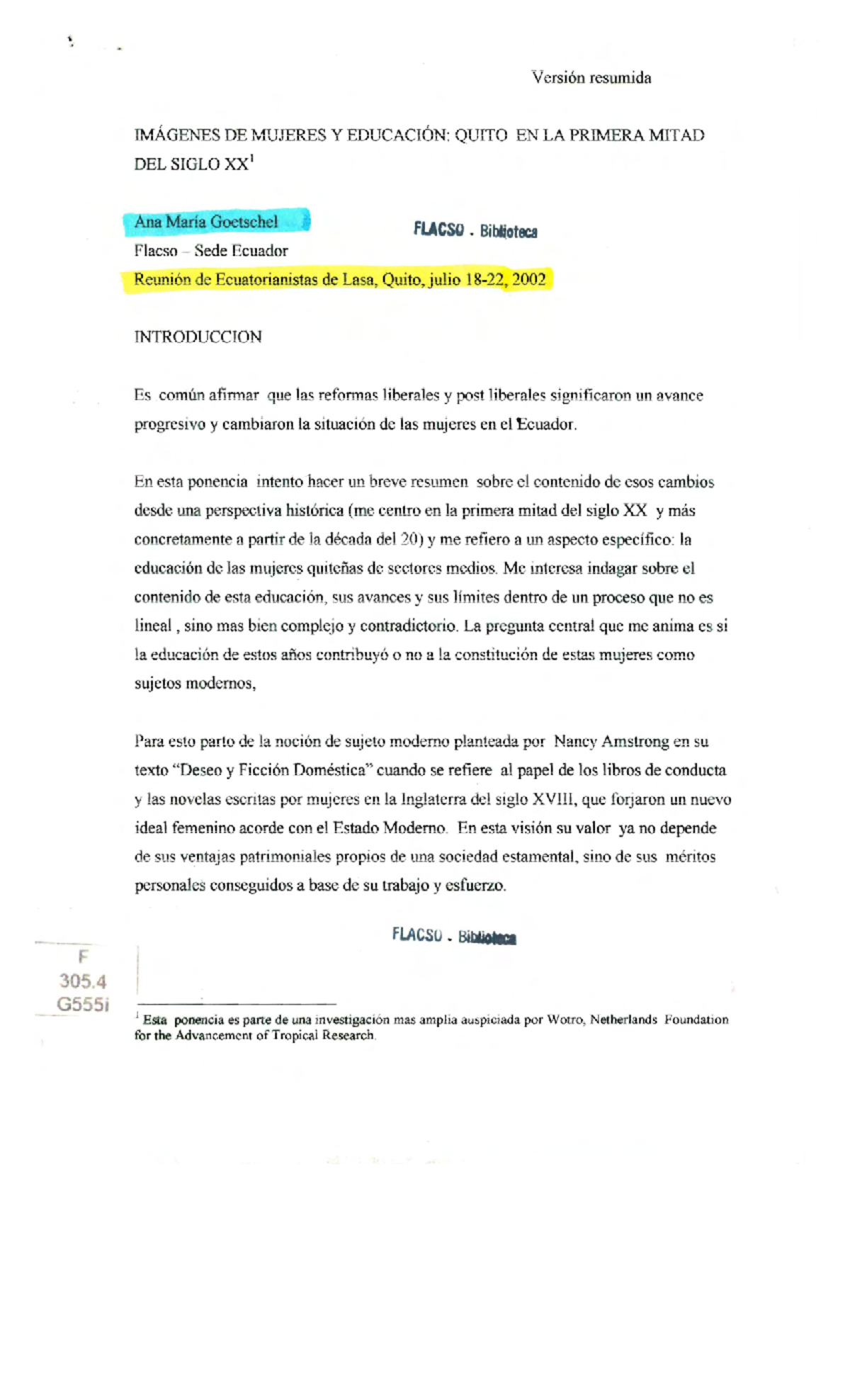 Lflacso-Goetschel - gdgfd - Versión resumida IMÁGEl.TESDE MUJERES Y ...