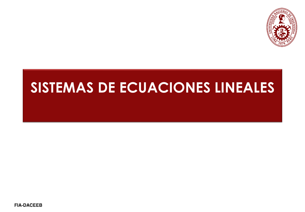 Sistema De Ecuaciones Lineales Sistemas De Ecuaciones Lineales Rango