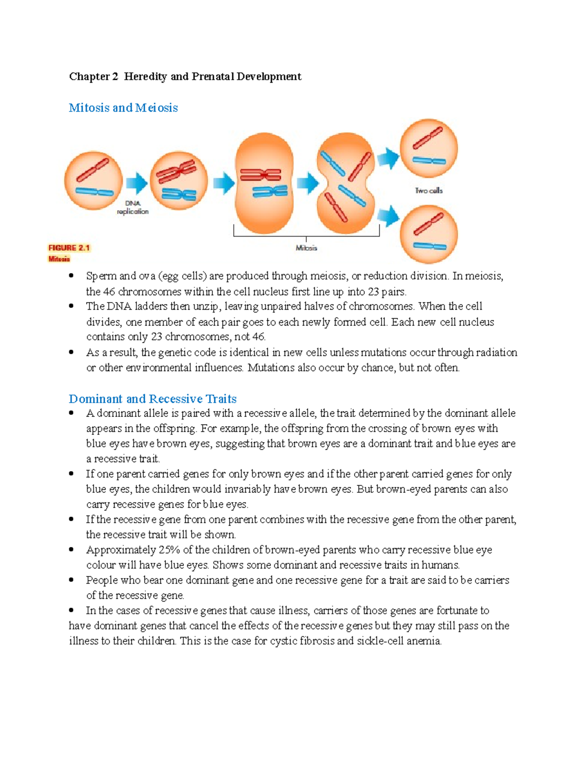 HEV Chapter 2&3 Psychology - Chapter 2 Heredity and Prenatal ...